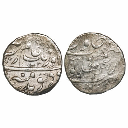 Aurangzeb, Silver Rupee, 11.44g, Dar Al Jihad Hyderabad Mint, AH 1112/44 RY, Variety 2 - M