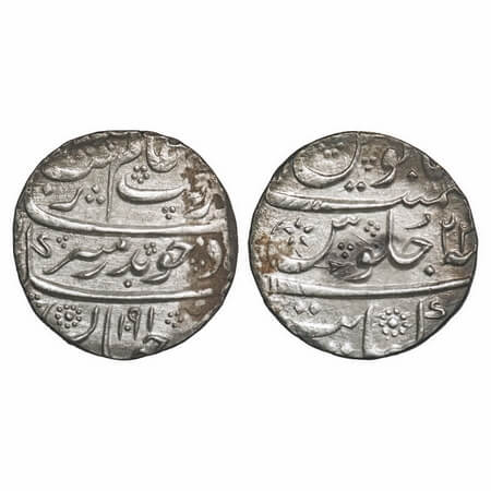 Aurangzeb, Silver Rupee, 11.55g, Khambayat Mint, AH 1091/24 RY. KM 300.51. Toned Extremely