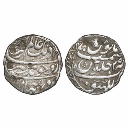 Aurangzeb, Silver Rupee, 11.36g, Lakhnau Mint, 35 RY, with ornamental border partly seen o