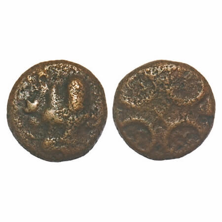 Mitra Dynasty, Bhumimitra, Ujjaini Region, Mahakal, Copper Unit, 2.29g, 11.93x11.77mm, Obv