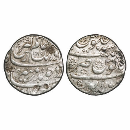 Aurangzeb, Silver Rupee, 11.52g, Sholapur Mint, AH 1089, Badr munir type, manus in center 