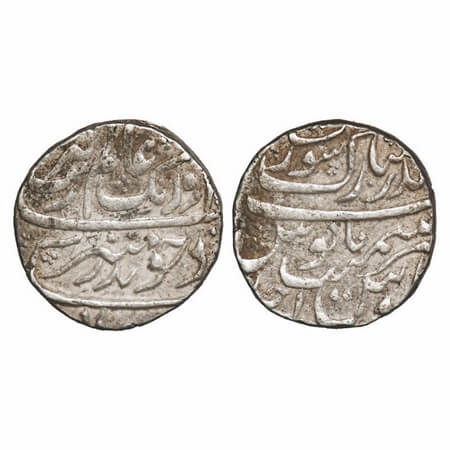 Aurangzeb, Silver Rupee, 11.45g, Bandar-i-Mubarak Surat Mint, Ahd (1) RY, complete mint na
