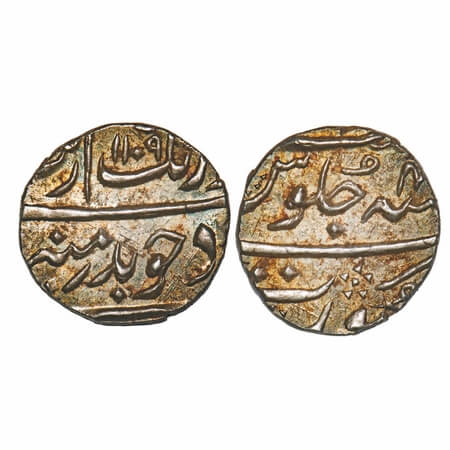 Aurangzeb, Silver ½ Rupee, 5.79g, Surat Mint, AH 1106/4(1) RY. KM 294.6. toned Brilliant U