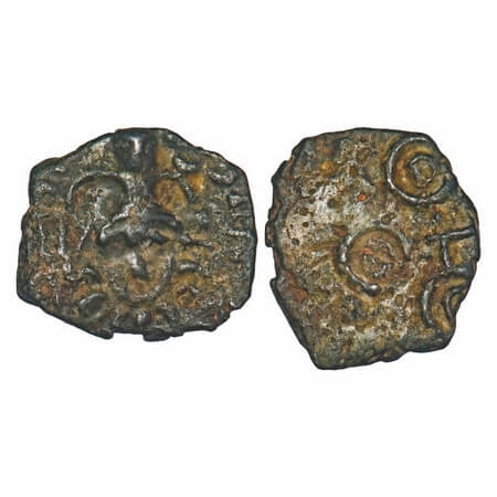Mitra Dynasty, Bhumimitra, Ujjaini Region, Mahakal, Copper Unit, 1.75g, 13.30x14.70mm, Obv