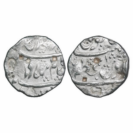 Shah Alam Bahadur, Silver Rupee, 11.18g, Azamnagar Gokak Mint, pelleted flowers all over. 