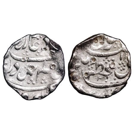 Shah Alam Bahadur, Silver Rupee, 11.16g, Azamnagar Gokak Mint, 2 RY. pelleted flowers all 