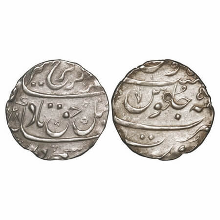 Farrukhsiyar, Silver Rupee, 11.10g, Surat Mint. AH (11)28/5 RY, KM 377.59. broad flan, Ver