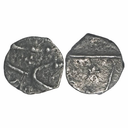 Muhammad Shah, Silver 1/32 Rupee, 0.26g, Khujista Bunyad Mint. KM A431. Very Fine, Very Sc