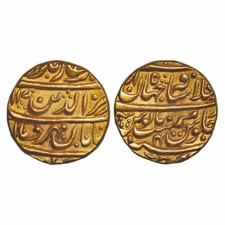 Alamgir II, Gold Mohur, 10.85g, Dar ul Khilafat Shahjahanbad Mint, AH 1170/4 RY. KM 466.2.