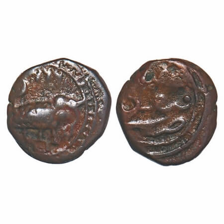 Mysore, Copper ¼ Paisa, 2.94g, Tipu Sultan, Faiz Hisar Mint, AM 1222 (Retro date), Obv: da