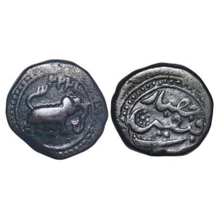 Mysore, Copper ½ Paisa, 5.53g, Tipu Sultan, Faiz Hisar Mint, AM 1222 (Retro date), Obv: da