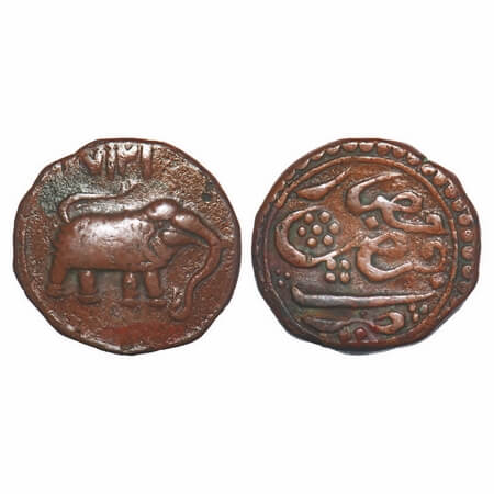 Mysore, Copper Paisa, 11.03g, Tipu Sultan, Faiz Hisar Mint, AM 1217 (Retro date), Obv: Dat