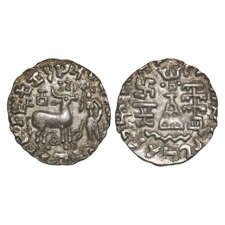 Kunindas, Amoghabhuti (c. 200 BC), Silver Drachma, 1.92g, 18.22x17.52mm, Obv: Deer standin