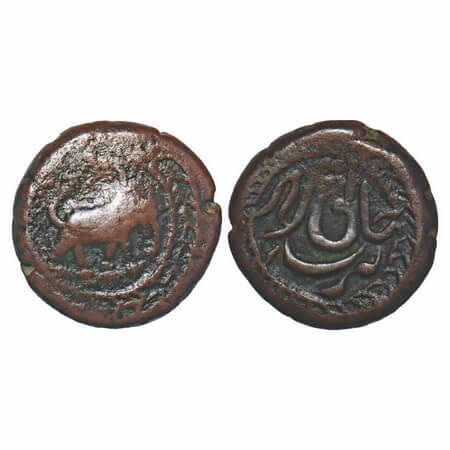 Mysore, Copper ¼ Paisa, 2.56g, Tipu Sultan, Khaliqabad Mint, (AM 1218), Obv: date above El