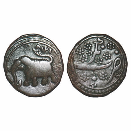 Mysore, Copper Paisa, 11.22g, Tipu Sultan, Nagar Mint, AM 1218 (Retro date), Obv: date abo