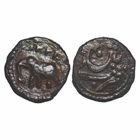 Mysore, Copper ½ Paisa, 6.02g, Tipu Sultan (1787-1799 AD), Patan Mint, AH 1220 (Retro date