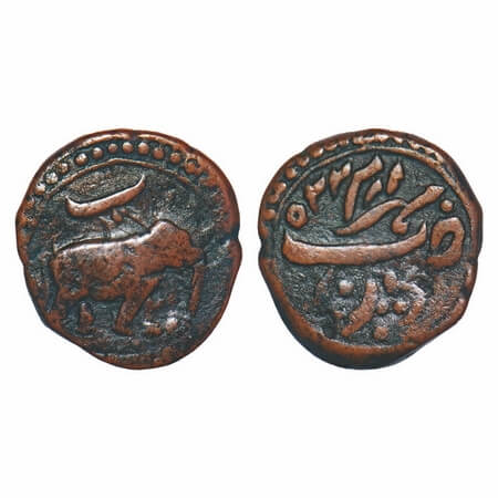 Mysore, Copper ½ Paisa/Bahram, 4.77g, Tipu Sultan, Patan Mint, AM 1225 (Retro date), Obv: 