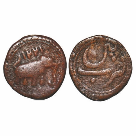 Mysore, Copper Paisa, 8.98g, Tipu Sultan, Patan Mint, AM 1221 (Retro date), Obv: date abov