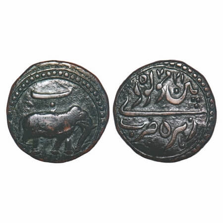 Mysore, Copper Paisa/Zohra, 10.63g, Tipu Sultan, Patan Mint, AM 1225 (Retro date), Obv: Pe