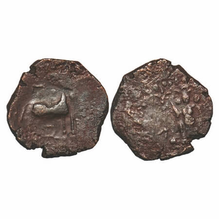 Post-Mauryan Tribal Republics, Yaudheyas or Kunindas, Copper coin struck in the name of 'C