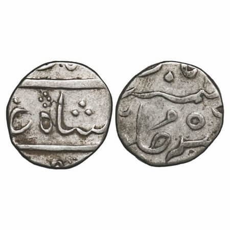 Surat Nawabs, Silver ½ Rupee, 5.65g, INO Shah Alam II, (Surat) Mint, 56 RY. KM Unlisted, S