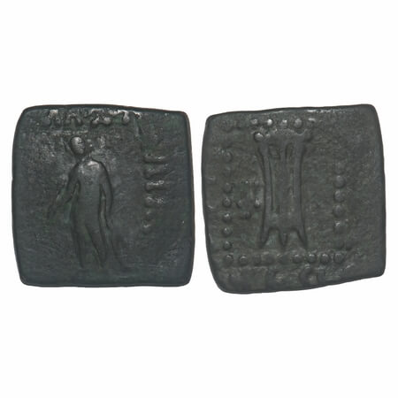 Indo-Greek, Apollodotus I (c. 180-160 BC), Square Copper Quadruple Unit, 8.89g, 22.35x22.5