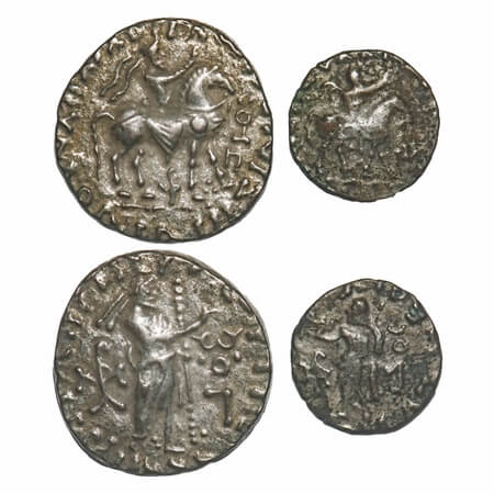 Ancient (2 coins), 1) Indo-Parthian, Gondophares struck by Sasan, Silver Drachma, 8.76g, 2