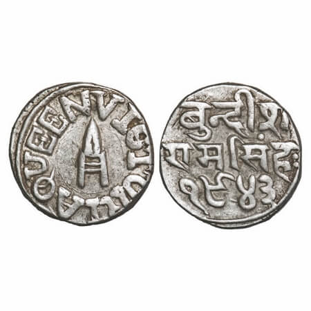 Bundi, Silver Rupee, 10.71g, Ram Singh (VS 1878-1946 / 1824-1889 AD), INO Queen Victoria &