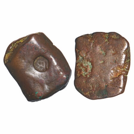 Cambay, Copper Square Paisa, 11.80g, Jafar Ali Khan (1880-1915 AD), no date type, Counter