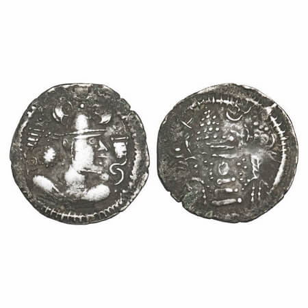 Indo-Sassanian, Anonymous issue, Rajasthan Region, Silver Drachma, 26.19x25.90mm, 3.98g, O