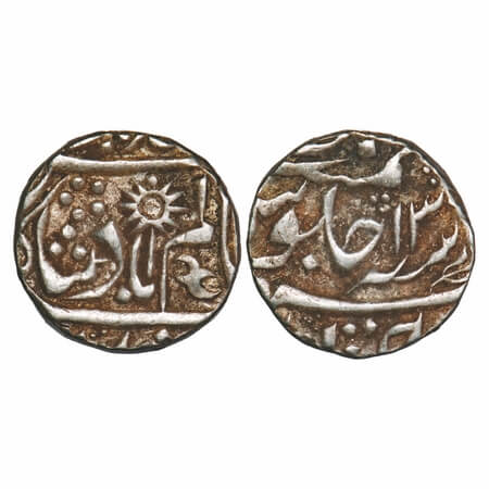 Chhatarpur, Silver Rupee, 11.22g, INO Shah Alam II, 13 RY, 'Ru' in devnagari on obv., trid