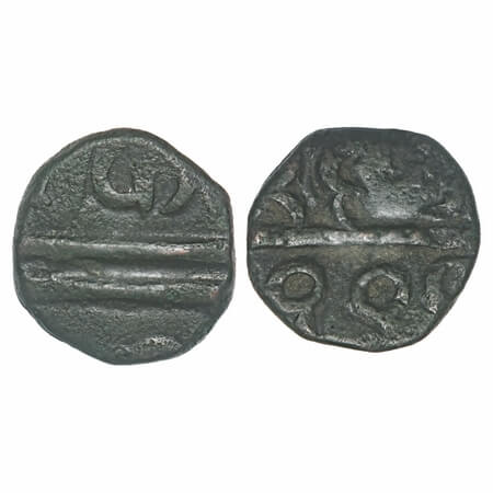 Chhota Udaipur, Copper Paisa, 7.06g, Jitsinghji (1851-1881 AD), Obv: King's name in nagari