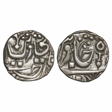 Datia, Silver 1/4 Rupee, 2.78g, British Proctectorate issue, INO Shah Alam II, Dalipnagar 
