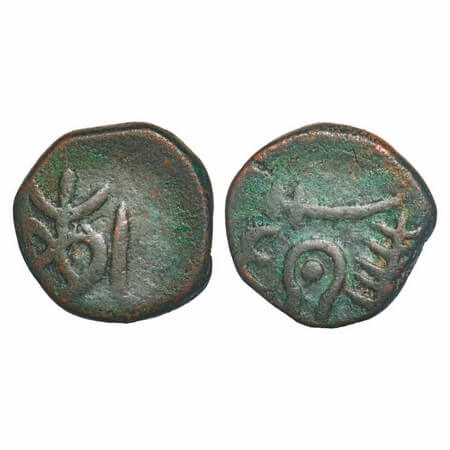 Dewas Senior, Copper Paisa, 11.48g, Narayan Rao, Allote Mint, Obv: Shivalingam, sword and 