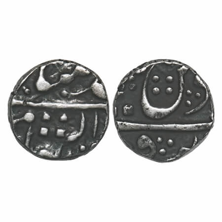 Gwalior, Silver 1/4 Rupee, 2.86g, Daulat Rao Sindhia (AH 1209-1243 / 1794-1827 AD), INO Sh