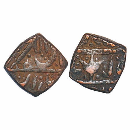 Gwalior, Copper Paisa, 13.43g, Jayaji Rao Sindhia (1843-1886 AD), Ujjain Mint, INO Shah Al