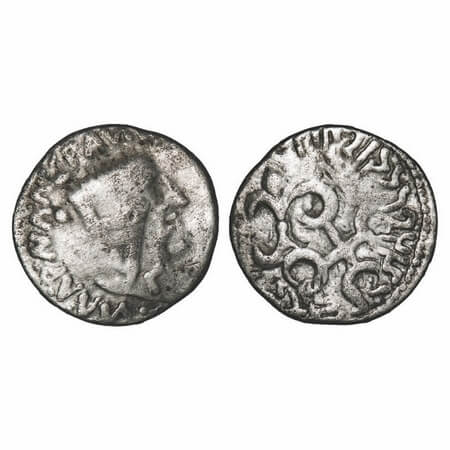 Satavahanas, Silver Drachm of Gotamiputa Siri Satakani, counterstruck on a drachm of Kshah