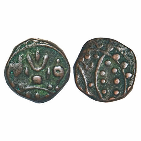 Hyderabad Feudatories Shorapur, Copper 1/2 Paisa, 6.70g, Bahiri Raja, fire alter flanked b