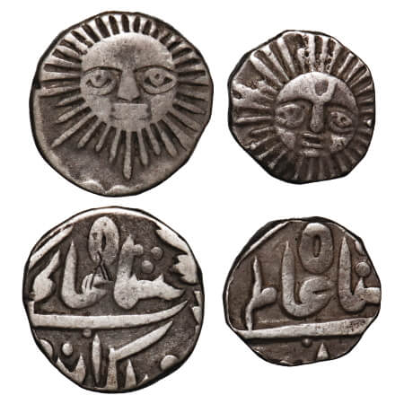Indore, Silver 1/4 & 1/8 Rupee (2), 2.77 & 1.40g, Shivaji Rao (1886-1903 AD), Indore Mint,