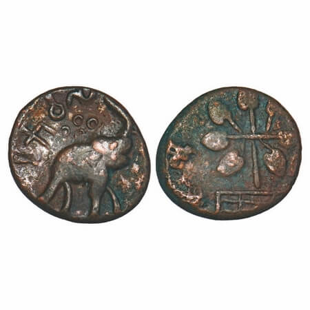Satavahanas, Kosikiputa Siri Satakani (c.50-30BC), 'Elephant' type, Newase-Paithan region,