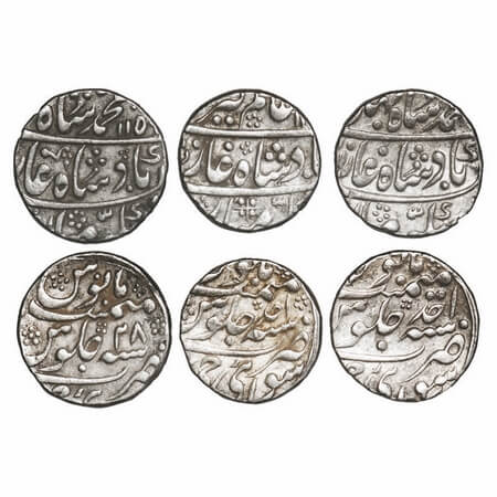 Jaipur, Silver Rupee, (3 coins), INO early issues, Sawai Madhopar Mint, INO Muhammad Shah 