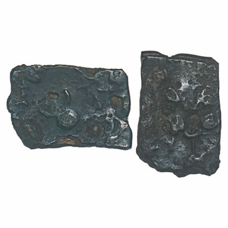 Satavahanas, Siri Satakarni, Pauni area, Copper Unit, 2.94g, 13.47x19.69mm, Obv: Bold nand
