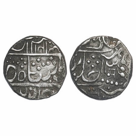 Karauli, Silver Rupee, 11.05g, Madan Pal (AH 1270-1221/ 1759-1806 AD), INO Bahadur Shah II