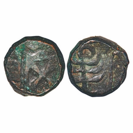 Kishangarh, Copper Takka, 12.57g, INO Muhammad Akbar II, No Date Type, Jhar Pointing Right