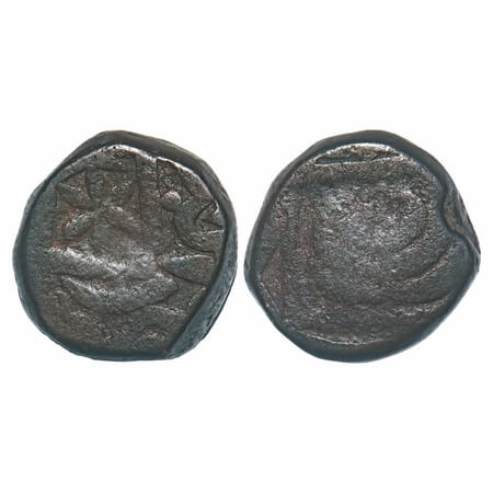 Kishangarh, Copper Takka, 16.73g, INO Muhammad Akbar II, No Date Type, flower mark on obve