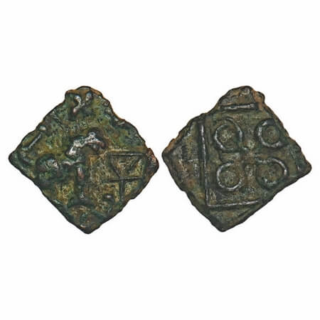 Satvahanas, Siri Satakarni, Junnar Lion type, Copper Unit, 1.01g, 13.38x13.51mm, Obv: Lion
