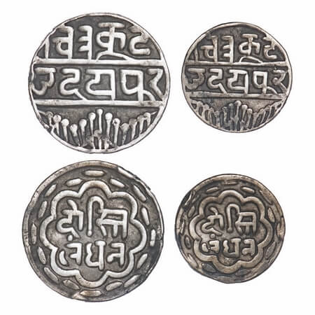 Mewar, Swarupshahi, Silver (2 coins), Rupee & ½, Fatteh Singh (VS 1941-1987/ 1884-1930 AD)