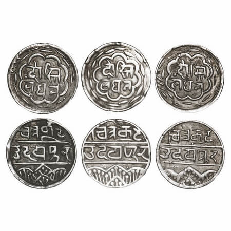 Mewar, Silver Rupee, (3 coins), 3 different dies type, Swarup Shahi Series, Udaipur Mint, 