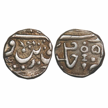 Orchha, Silver 1/2 Rupee, 5.43g, Vikramajit Mahendra (AH 1211-1233/1796-1817AD), INO Shah 