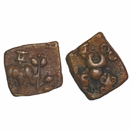 Satavahanas, Uninscribed type, Vidarbha region, Copper Unit, 2.67g, 11.90x13.14mm, Obv: El